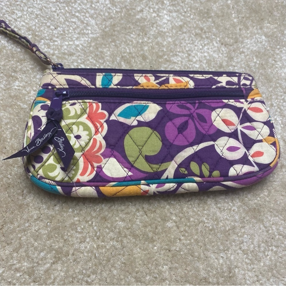Vera Bradley Small Purple Zipper Clutch 5x9in - Picture 2 of 6